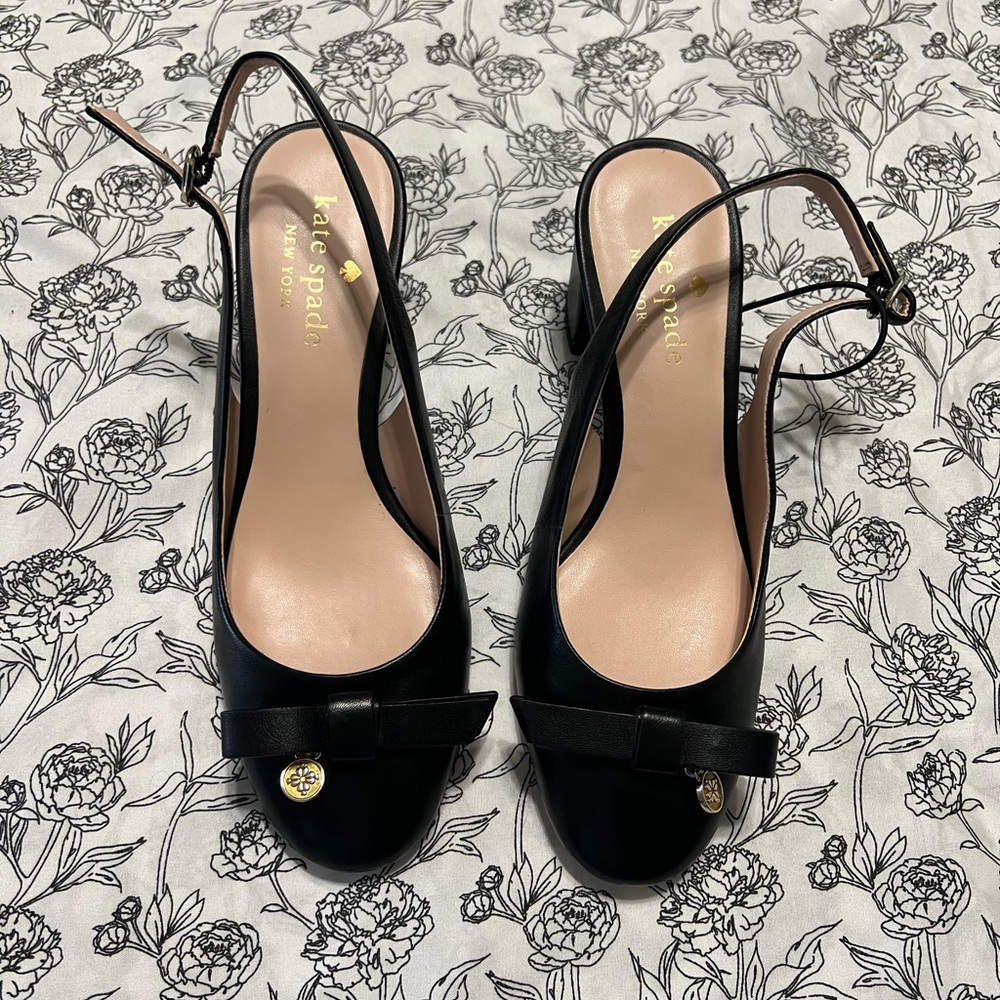 Kate Spade Black Bow Slingback Heels